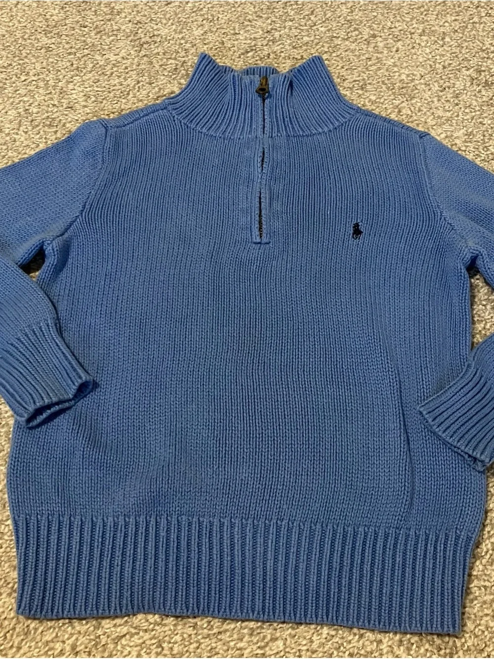 Ralph Lauren Kids Light Blue Half-Zip Knit Sweater